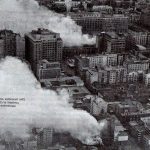 Fotografía aérea del bombardeo a La Moneda captada desde un avión Hawker Hunter el 11 de septiembre de 1973